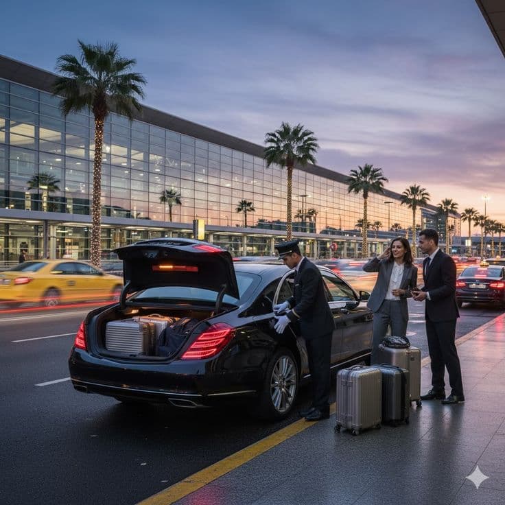 Professional chauffeur waiting at Cairo International Airport