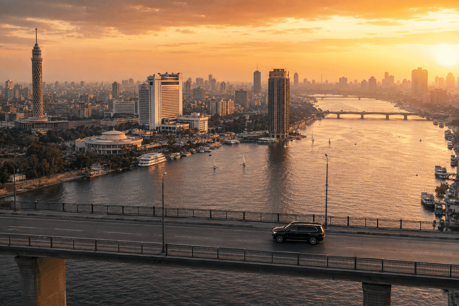 أفق القاهرة مع نهر النيل